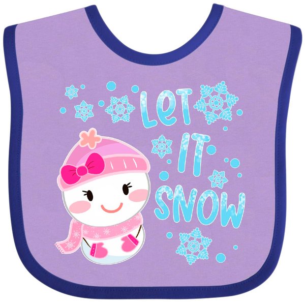 inktastic Let It Snow- Snow Girl Baby Bib Lavender and Purple 42e58