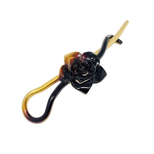 Parcelona French Rose Flower Ombre Golden Tortoise Shell Twist N Clip Cellulose Acetate Metal Free Hair Clip Barrette