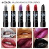 BEUKING Glitter Shimmer Lipstick 6 Colors Waterproof Long Lasting Diamond Pearlescent Metallic Lip Gloss Women Lips Makeup Cosmetic for Masquerade, Cosplay, Halloween Dailyday Makeup (04#)