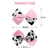 2PC Cow Print Hair Bow Clips 4 Inch Pink Cowgirl Pigtail Bows Farm Party Costume Hair Accessories