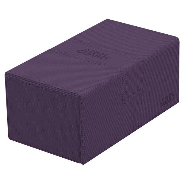 Ultimate Guard Flip 'n' Tray 200+, Deck Case for 200 Double-Sleeved TCG Cards +Dice Tray, Purple, Independent Magnetic Closure & Microfiber Lining