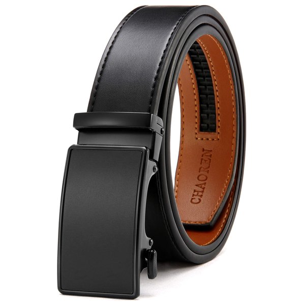 CHAOREN Ratchet Belts for Men - Mens Black Belt 1 3/8" for Casual Dress - Micro Adjustable Belt Fit Everywhere