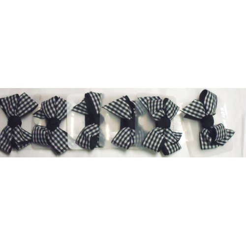 Six Black and White Stripe Hair Bow on French Barrette Kids