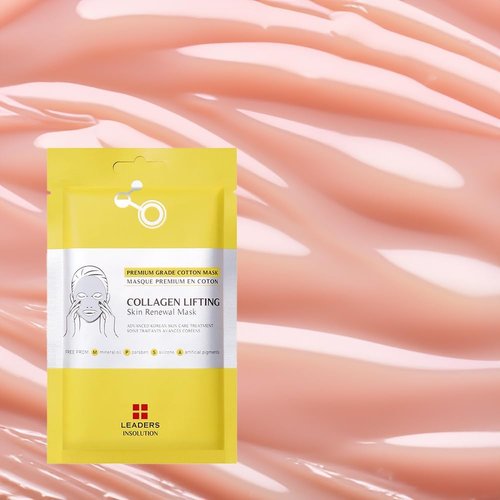 Leaders Insolution | Collagen Lifting Skin Renewal Mask | Marine Collagen for Firmness and Elasticity Anti-Wrinkle, Sculpting Facial Sheet | Hydrating Serum for Smooth Skin (5 Sheets)