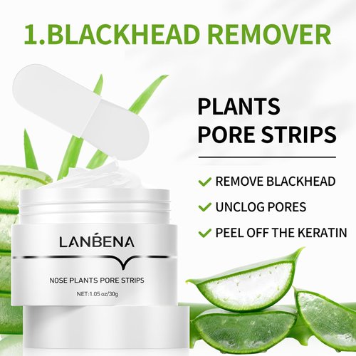 LANBENA 3 in 1 Blackhead Removing Set, Pore Strips+Pore Solution Serum+Removal Strip Paper, Black Head Remover Mask for Face, Pore Minimizer & Reducer for Face, Leaving Your Skin Fresh and Clean