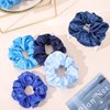 Whaline 10Pcs Blue Hair Ponytail Holders Bulk Hair Scrunchies Elastic Hair Bands Gradient Blue Satin Fabric Hair Ties for Women Girls Teens Hair Accessories Party Gift Favors