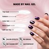 Wooyas Cat Eye Press on Nails Short, 9D Glitter Black Square Handmade Fake Nails with Purple Glitter Design, Glossy Salon Perfect Magnetic Gel Nails in 12 Sizes - 24 Pcs Nails Kit for Woman