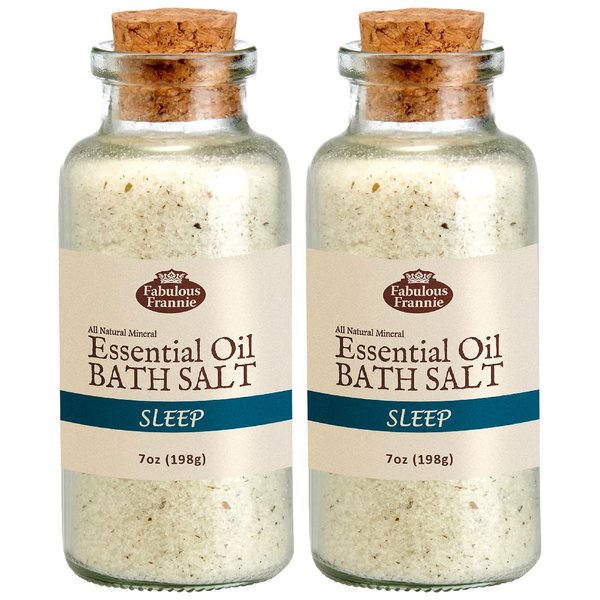 Fabulous Frannie Aromatherapy Sleep Oil Mineral Bath Salt Chamomile, Marjoram, Bulgarian Lavender and Vetiver Pure Essential Oils 7oz (Pack of 2)