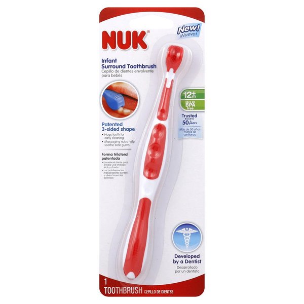 NUK Grins & Giggles 3-Sided Toothbrush, Infant, Colors May Vary