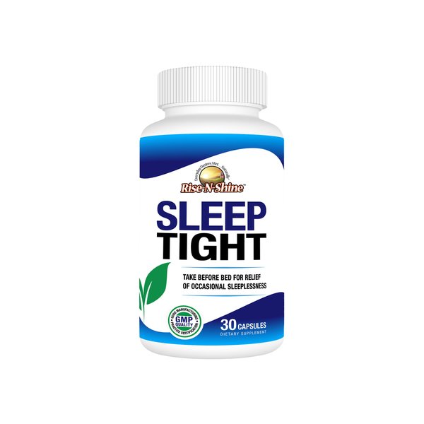 Rise-N-Shine Sleep Tight Supplement with 5 HTP, Magnesium, GABA and L-Theanine - for Women and Men - 30-Day Supply (30 Capsules)
