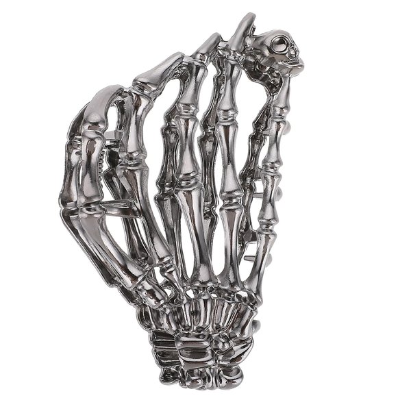 Skeleton Hand Metal Hair Claw Clips Gothic Hair Barrette Skull Hands Hair Jaw Clamps Fashion Funny Decorations Halloween Cosplay Hair Styling Accessories for Women Girls Thick and Thin Hair (Black)