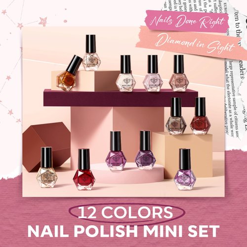modelones Nail Polish Set 12 Colors Burgundy Red Fall Nail Polish Set Champagne Gold Glitter Nail Polish Dark Red Purple Shimmer Fall Winter Brown Nail Gifts for Women Girl DIY Salon Home Manicure