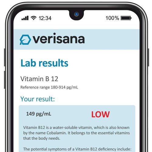 Verisana Vitamin B12 Test – Determine your Vitamin B12 Value Easily & Conveniently from Home –Analysis by CLIA-Certified Lab