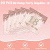 62Pcs 18th Birthday Decorations for Girls Her, Rose Gold Birthday Party Supplies Include 40Plates 20Napkins and 2Piece Tablecloth, Rose Gold Princess Party Tableware for 20 Guests