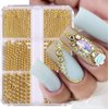 Chunmeng 3D Nail Caviar Beads Nail Art Decoration Mini Metal Nail Beads, DIY Nails Supplies Accessories for Women Manicure (Golden)