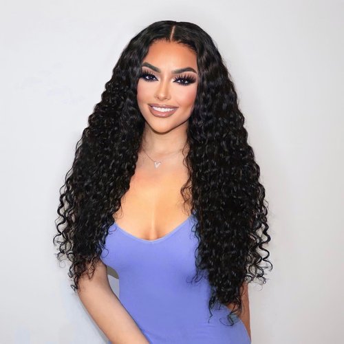 Quick Wig Curly Lace Front Wigs Long Loose Deep Wigs HD Lace Black Synthetic Curly Wig Middle Part Deep Wave Wig for Women Crimps Curls Wigs for Daily Party Use