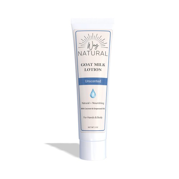Way Natural Real Goat Milk Lotion, Unscented - Soothing, Creamy, Dry Skin Relief - Coconut & Grapeseed Oils - Goat Milk Hand Cream/Body Lotion - 2oz Tube