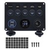 Geloo 5 Gang Marine Switch Panel Waterproof, Boat Rocker Switch Panel, 12V Switch Panel, Aluminum Toggle Switches Panel for Car RV Truck with Breaker 4.2A USB Charger Port Digital Voltmeter (Blue)