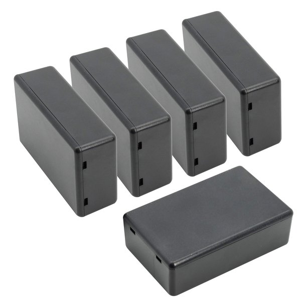 LeMotech 5 Pieces Plastic Project Box ES Junction Case for Electronic Project, Black 3.15 x 1.97 x 1.02 inch (80 x 50x 26 mm)