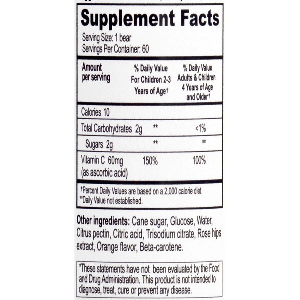 YUM-V's Vitamin C Chewable Jellies (Gummies) for Kids, Orange Flavor; Daily Dietary Supplement for Children, Kosher/Halal, Gluten-Free (60 Count)