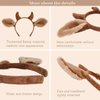 Beviliu Cow Ears Headband - Realistic Animal Cow Horns and Ears Headband Makeup Washing, Furry Fluffy Cow Costume headband for Animal Party Halloween Costume, Brown