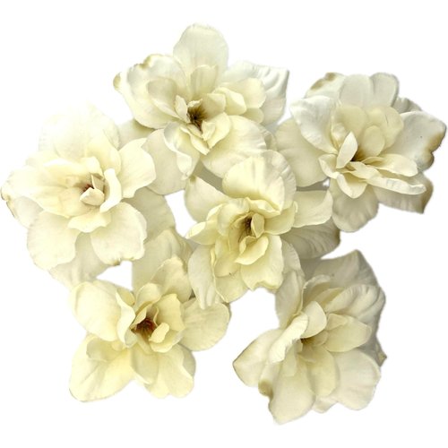 6 pc Lot Cream White Apple Blossom Silk Flower Hair Clips