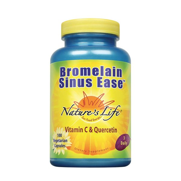 Nature's Life Bromelain Sinus Ease 1200mg with Vitamin C & Quercetin Sinus Health, Immune Function & Seasonal Support 100 Vegetarian Capsules
