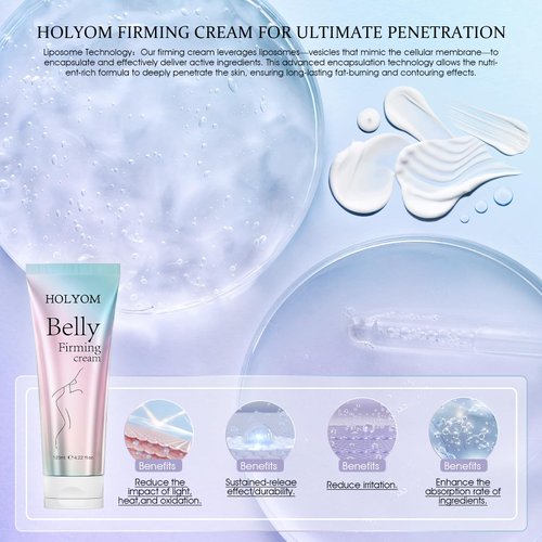 HOLYOM B Flat Belly Firming Cream - Skin Tightening & Moisturizing Formula for Stomach, Thighs & Butt. Body Lotion for Women & Men