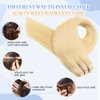 Smartinnov Blonde Hair Extensions for Sew in Hand Tied Real Human Hair Bundles 12 Inch #60 Platinum Blonde Double Weft Hair Extensions Hand Tied Weft Hair Bundles Remy Human Hair for Women 80Gram