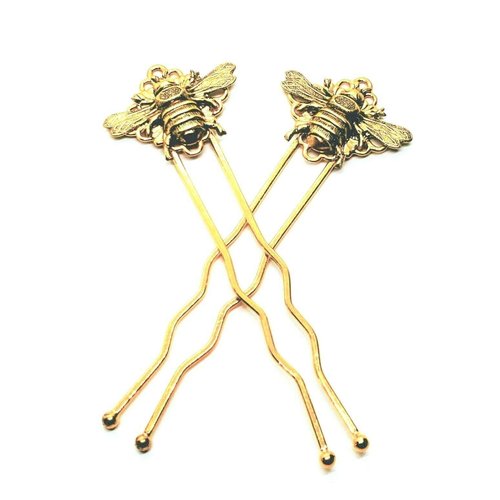 Handmade Golden Bee Bobby Hair Pins