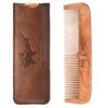 Wooden Hair Combs for Men,Men's Wood Beard Comb with Leather Travel Case,Mens Combs for Hair,Kids Comb(brown shark)