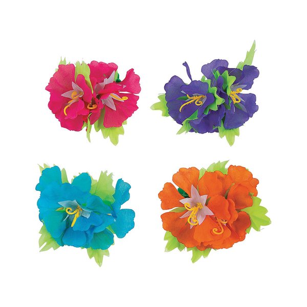 Fun Express - Hibiscus Hair Clip - Apparel Accessories - Accessories - Hair Accessories - 12 Pieces