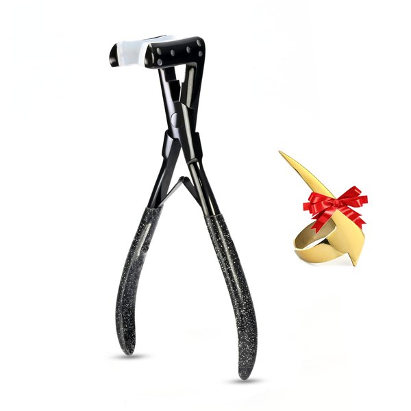 My Hair Tools Professional Tape in Hair Extensions Plier Stainless Steel Weft Extensions Tape Sealing Clamp Pliers Tool with Box Black human hair tape in extensions Styling Hair Tools, 7 Inch