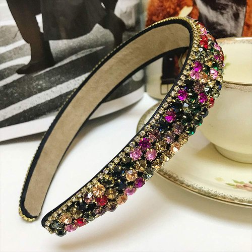 Numblartd Handmade Luxury Wide-edge Sparkle Crystal Rhinestone Headband Hair Hoop Band - Women Lady Fashion Comfortable Hair-Band Headwear Hair Accessories for Wedding and Party (Colorful)