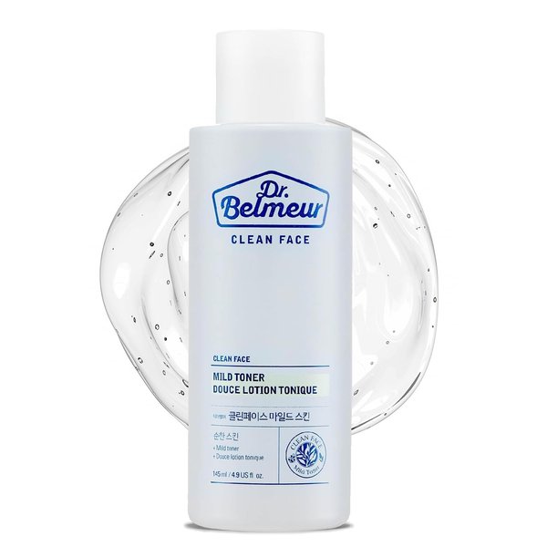 Dr. Belmeur Clean Face (Mild Toner, 4.9fl oz) - Soothing & Refreshing Toner for Sensitive Skin. Korean Skin Care by LG Beauty. Panthenol, Mint, Sage, Phytosphingosine.