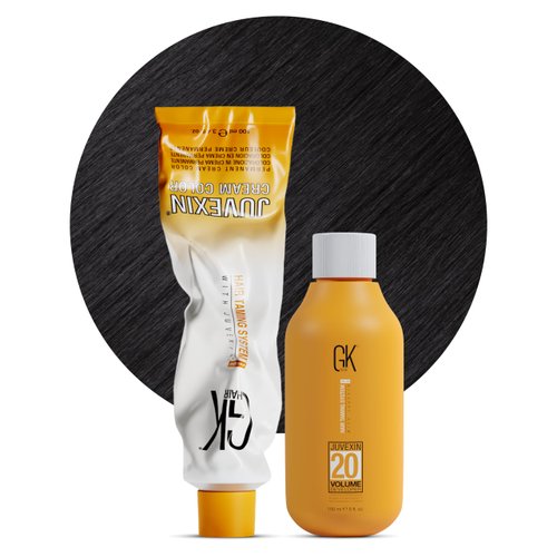 GK HAIR Global Keratin Iced Chestnut 4.91 Hair Color Cream Tube (3.4 Fl Oz/100ml) + 20 Volume Developer (5 Fl Oz/150ml) - Professional Permanent Long Lasting Toner Dye
