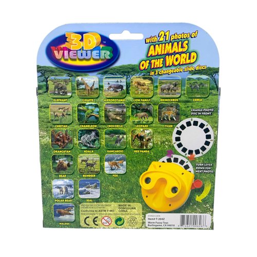 WARM FUZZY Toys 3D Viewfinder (Zoo Animals) - Viewfinder for Kids & Adults, Classic Toys, Slide Viewer, 3D Reel Viewer, Retro Toys, Vintage Toys with 3 Reels - Contains 21 High Definition 3D Images