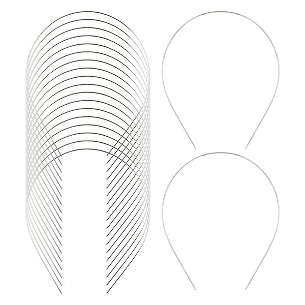 Lawie 20 Pack Bulk 1.5MM Width Thin Silver Plain Blank Hard Metal Headbands Skinny Men Wire Hair Bands Clasps Tiara Crown Hair Holder DIY Craft Accessories for Women