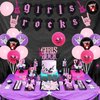 Rock Baby Shower Decorations for Girls, Music Theme Baby Shower Party Supplies with Girls Rocks Banner Cake Topper, Guitar Foil Balloons for Music Rock and Roll Baby Shower Party Decor