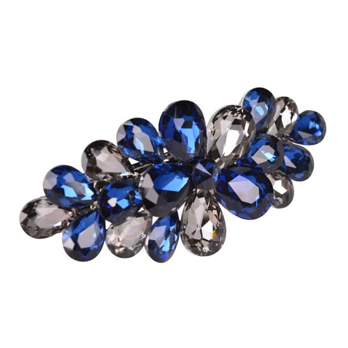 Sankuwen Flower Luxury Jewelry Design Hairpin Rhinestone Hair Barrette Clip,Also Perfect Mother's Day Gifts for Mom(Style B,Dark Blue)