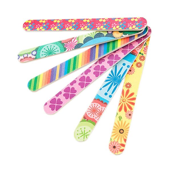 10 PCS Colorful Printing Style Professional Double Sided Nail Files Emery Board Grit Gel Cosmetic Manicure Pedicure