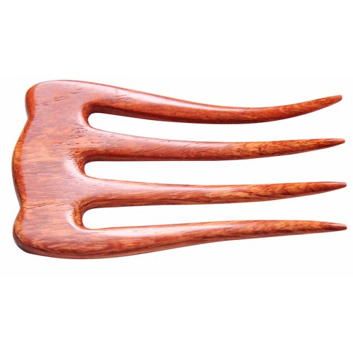 MaryCrafts Wooden Rosy Simple Hair Comb, Hair Pin, 4 Prongs Hair Fork, Hair Accessory Handmade 5"