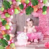 91pcs LEBERY Tropical Balloons Arch Garland Kit, Pink Green Gold Confetti Balloons with Tropical Palm Leaf for Tropical Aloha Hawaii Jungle Summer Beach Moana Theme Birthday Baby Shower Party Supplies