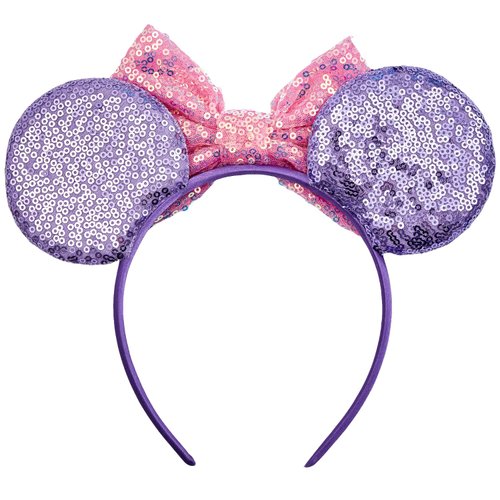 Opzzqz Mouse Ear Headbands for Women Giltter Bow Headband for Girls and Adult Birthday Party Decorations for Halloween Christmas (Rapunzel01A)