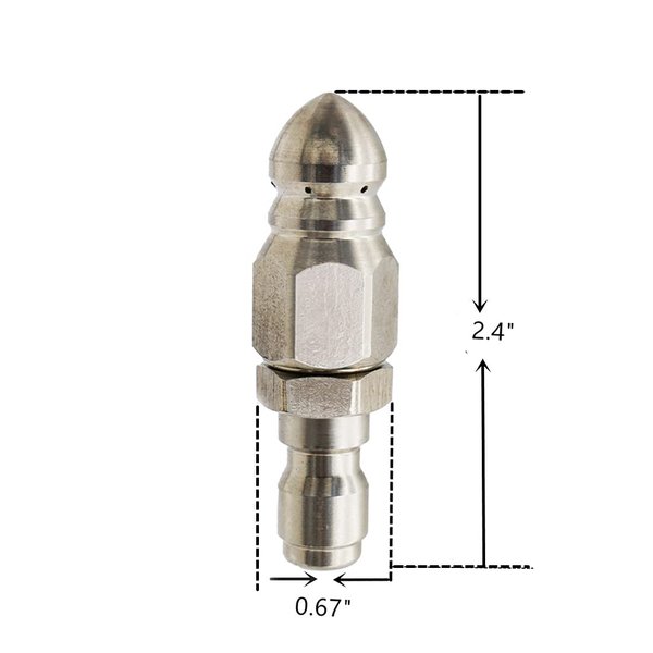 MIZORLIE Pressure Washer Sewer Jetter Nozzle with Stainless Steel, Mini Compact Durable Sewer Jet Nozzle,Pressure Drain Jetter Hose Nozzle,1/4'' Quickly Connector, 5000 PSI (1 set)