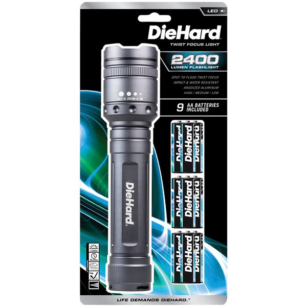 DieHard 2,400 Lumen Precision Focus Flashlight, 41-6124, Grey