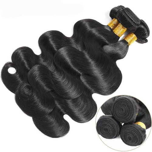 Body Wave Human Hair Bundles Body Wave Bundles Human Hair Brazilian Hair Bundles Double Weft Weave Bundles Human Hair Extensions for Women Natural Black 10A Human Hair 3 Bundles (18 20 22 Inch)