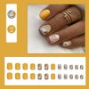 24Pcs Fall Fake Nails Short Press on Nails Yellow Leaves Full Cover Design Square Glue on Nails Autumn Maple Leaf Acrylic Nails Coffin False Nails for Women Girl Thanksgiving Nails Decoration Supplies