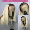 Ombre Blonde Bob Wig Human Hair Lace Front Wigs for Black Women 8 Inch 1B/613 Ombre Blonde Bob Lace Front Wigs Pre Plucked HD Lace Frontal Wigs 180 Density 13x4 Glueless Lace Front Wigs Human Hair