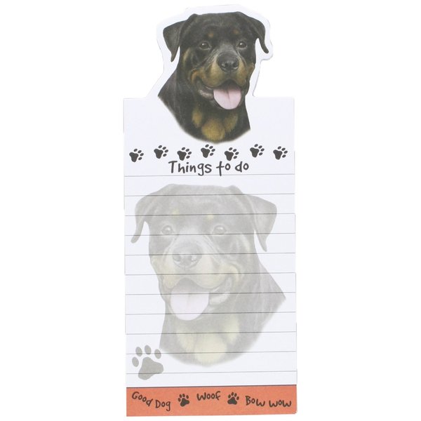 "Rottweiler Magnetic List Pads" Uniquely Shaped Sticky Notepad Measures 8.5 by 3.5 Inches